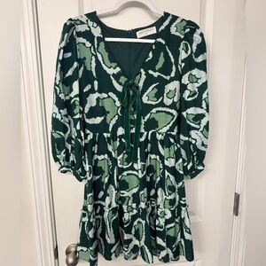 Juliana's Green and White Long Sleeve Dress